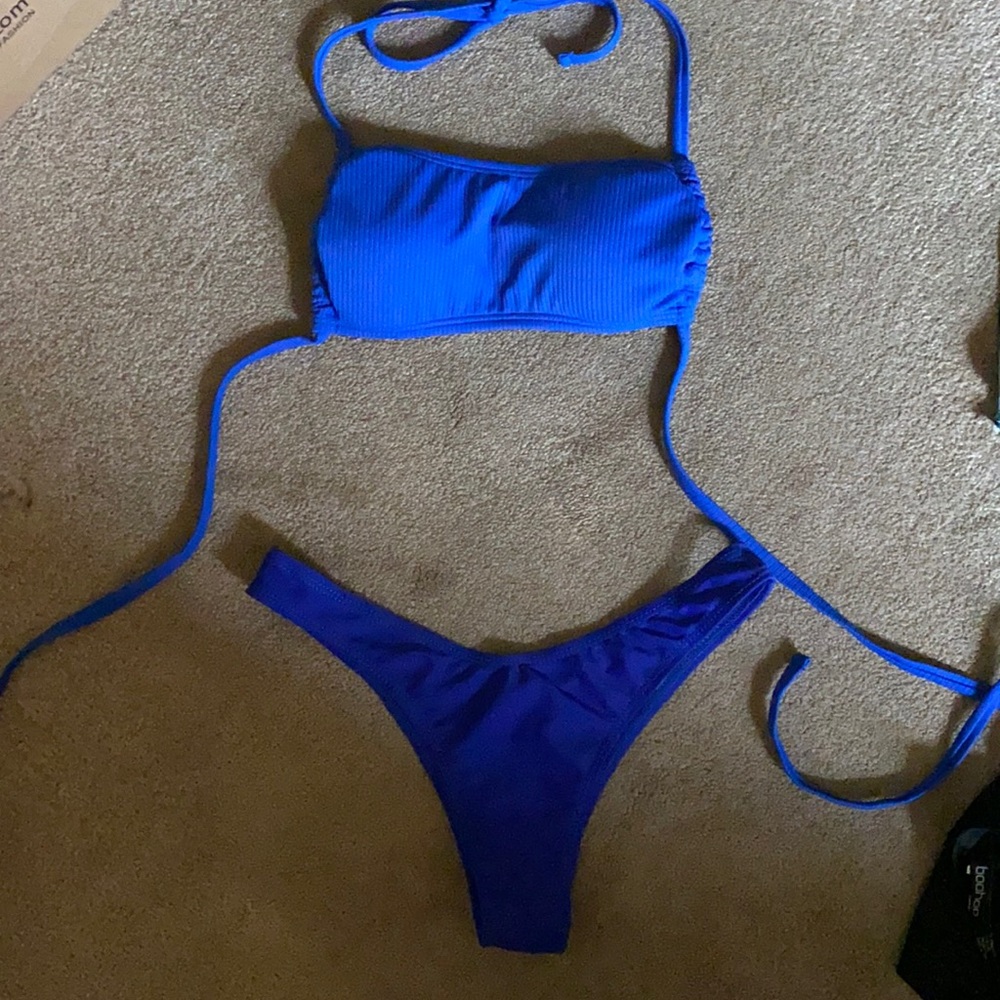 Blue bikini Cheeky bottoms Top Xsmall bottom small